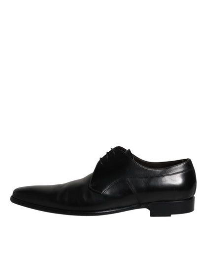 Dolce &amp; Gabbana Black Leather Derby Men Formal Dress Shoes
