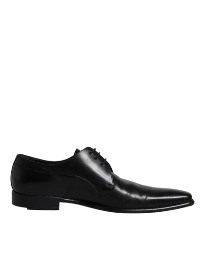 Dolce &amp; Gabbana Black Leather Derby Men Formal Dress Shoes