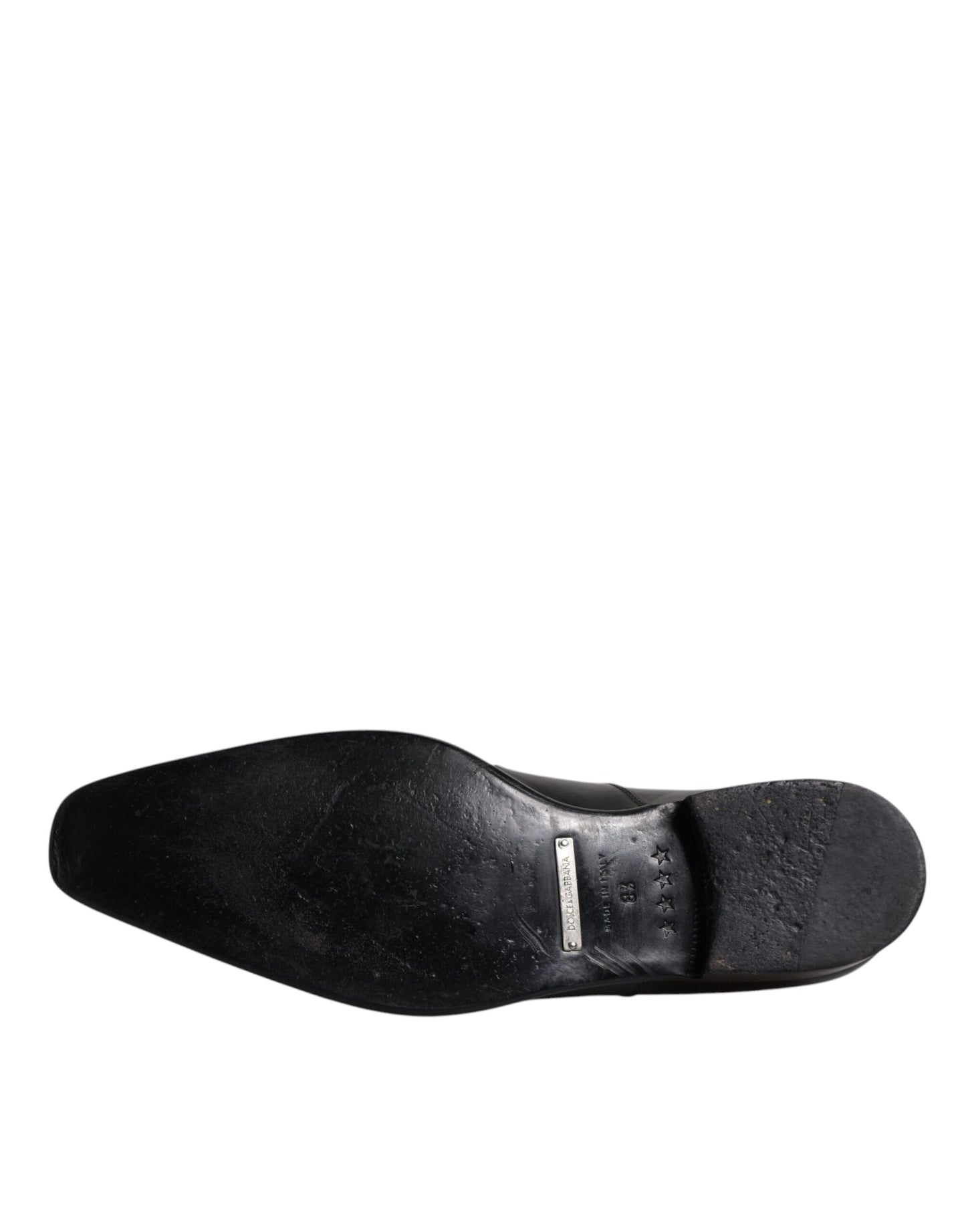 Dolce &amp; Gabbana Black Leather Derby Men Formal Dress Shoes