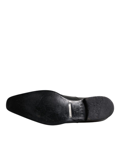 Dolce &amp; Gabbana Black Leather Derby Men Formal Dress Shoes