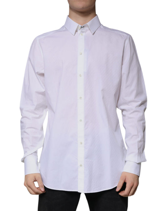 Dolce & Gabbana White Cotton Long Sleeve MARTINI Dress Shirt by Dolce & Gabbana