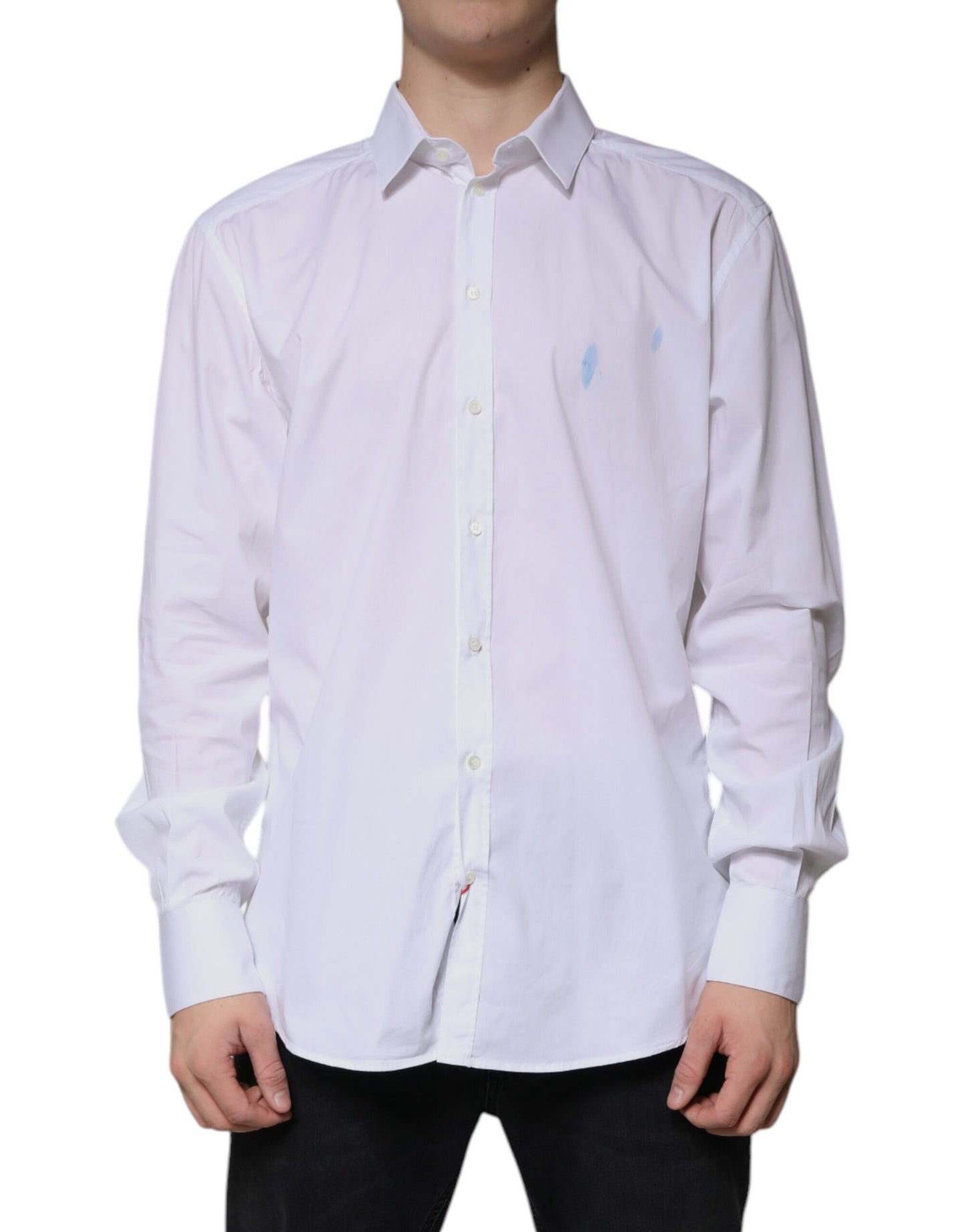 Dolce & Gabbana White Cotton Long Sleeve GOLD Dress Shirt by Dolce & Gabbana