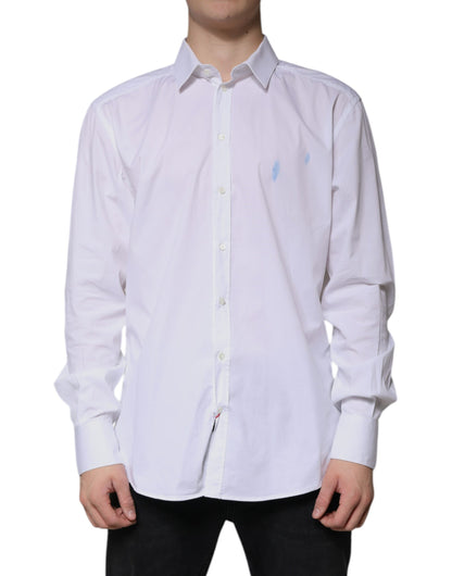 Dolce & Gabbana White Cotton Long Sleeve GOLD Dress Shirt by Dolce & Gabbana