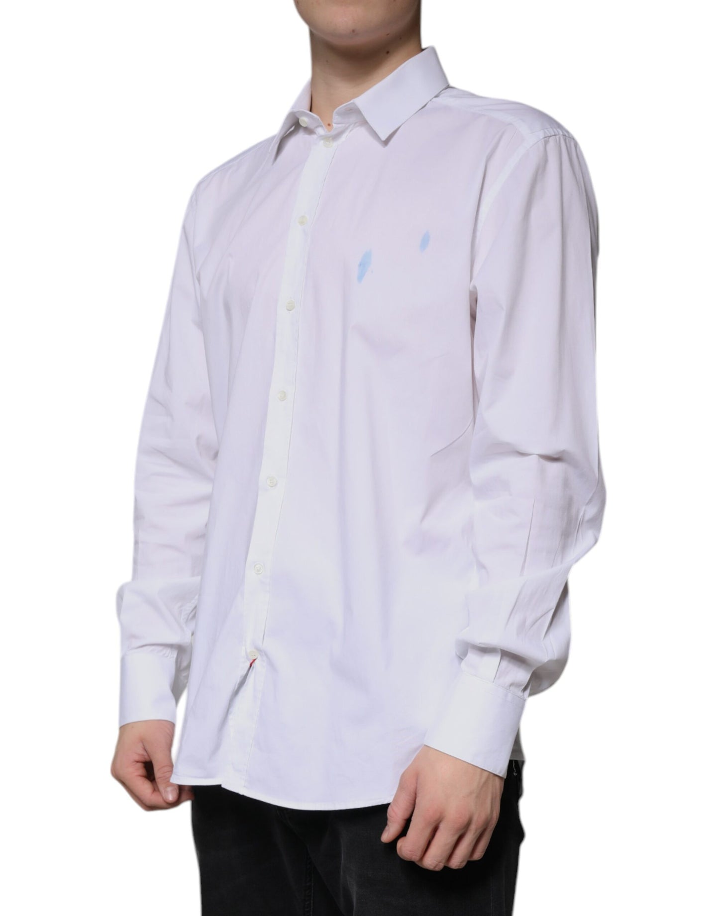 Dolce & Gabbana White Cotton Long Sleeve GOLD Dress Shirt by Dolce & Gabbana