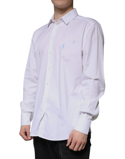 Dolce & Gabbana White Cotton Long Sleeve GOLD Dress Shirt by Dolce & Gabbana