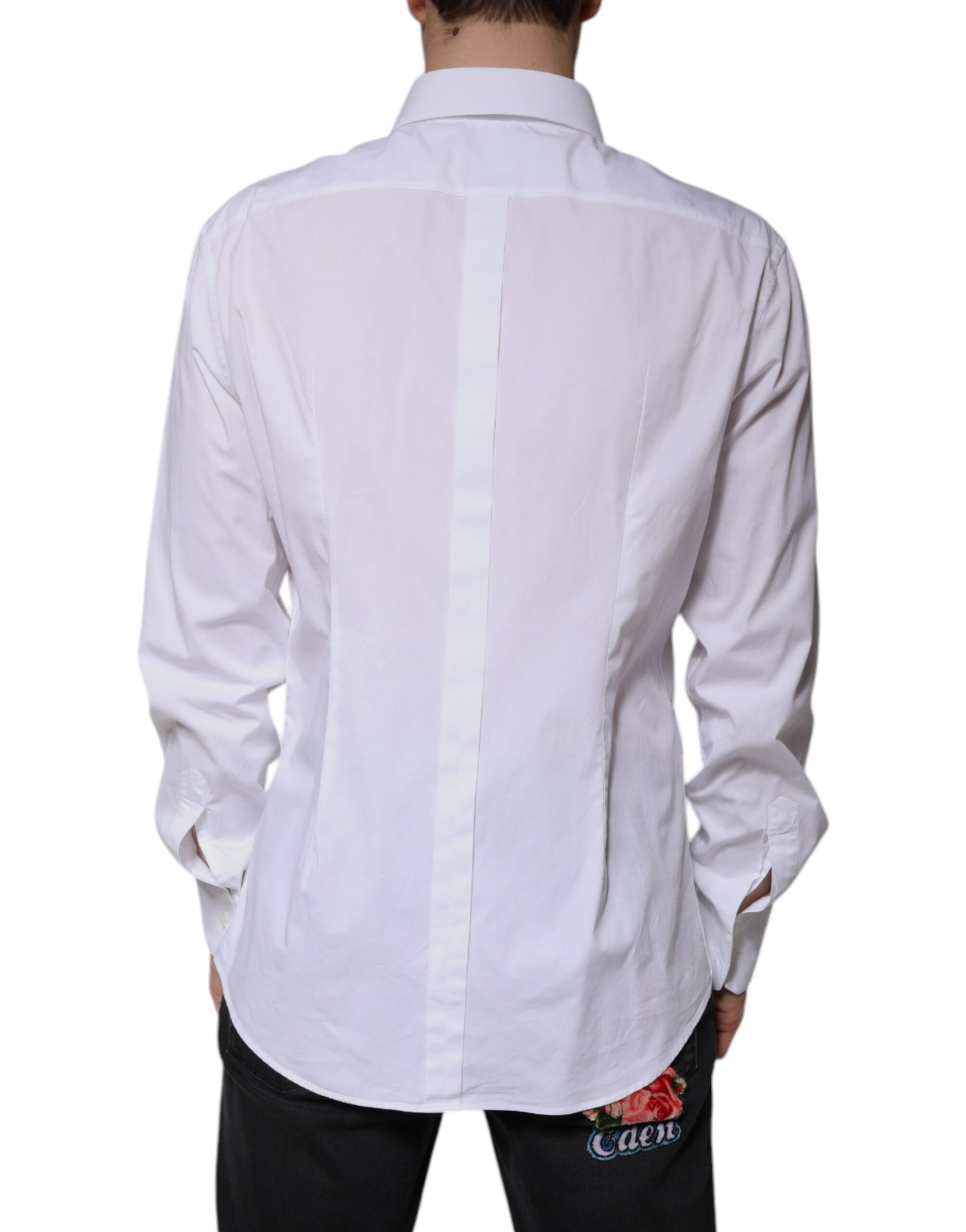 Dolce & Gabbana White Cotton Long Sleeve GOLD Dress Shirt by Dolce & Gabbana