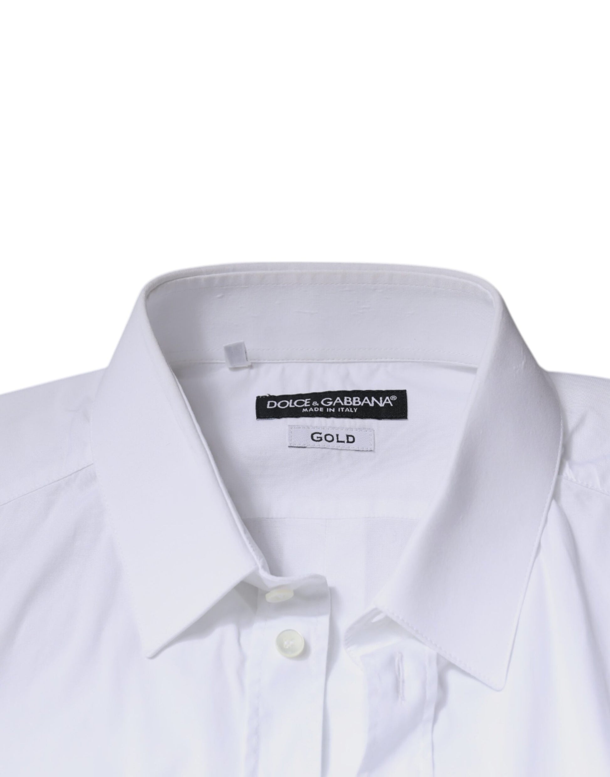 Dolce & Gabbana White Cotton Long Sleeve GOLD Dress Shirt by Dolce & Gabbana