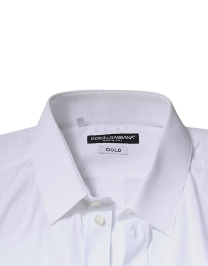 Dolce & Gabbana White Cotton Long Sleeve GOLD Dress Shirt by Dolce & Gabbana
