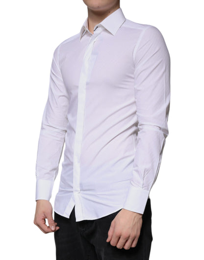 Dolce & Gabbana White Cotton Long Sleeve GOLD Dress Shirt by Dolce & Gabbana