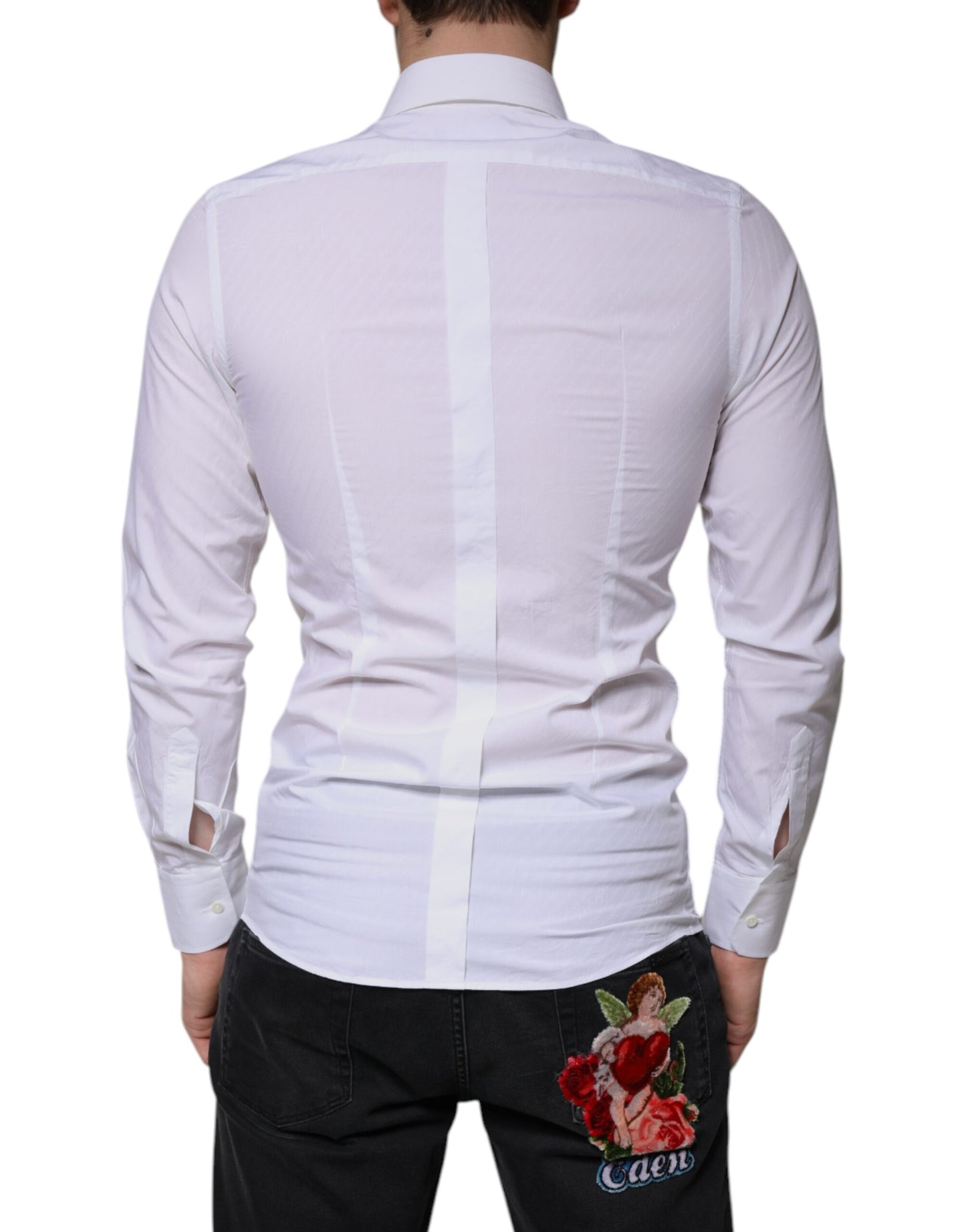 Dolce & Gabbana White Cotton Long Sleeve GOLD Dress Shirt by Dolce & Gabbana
