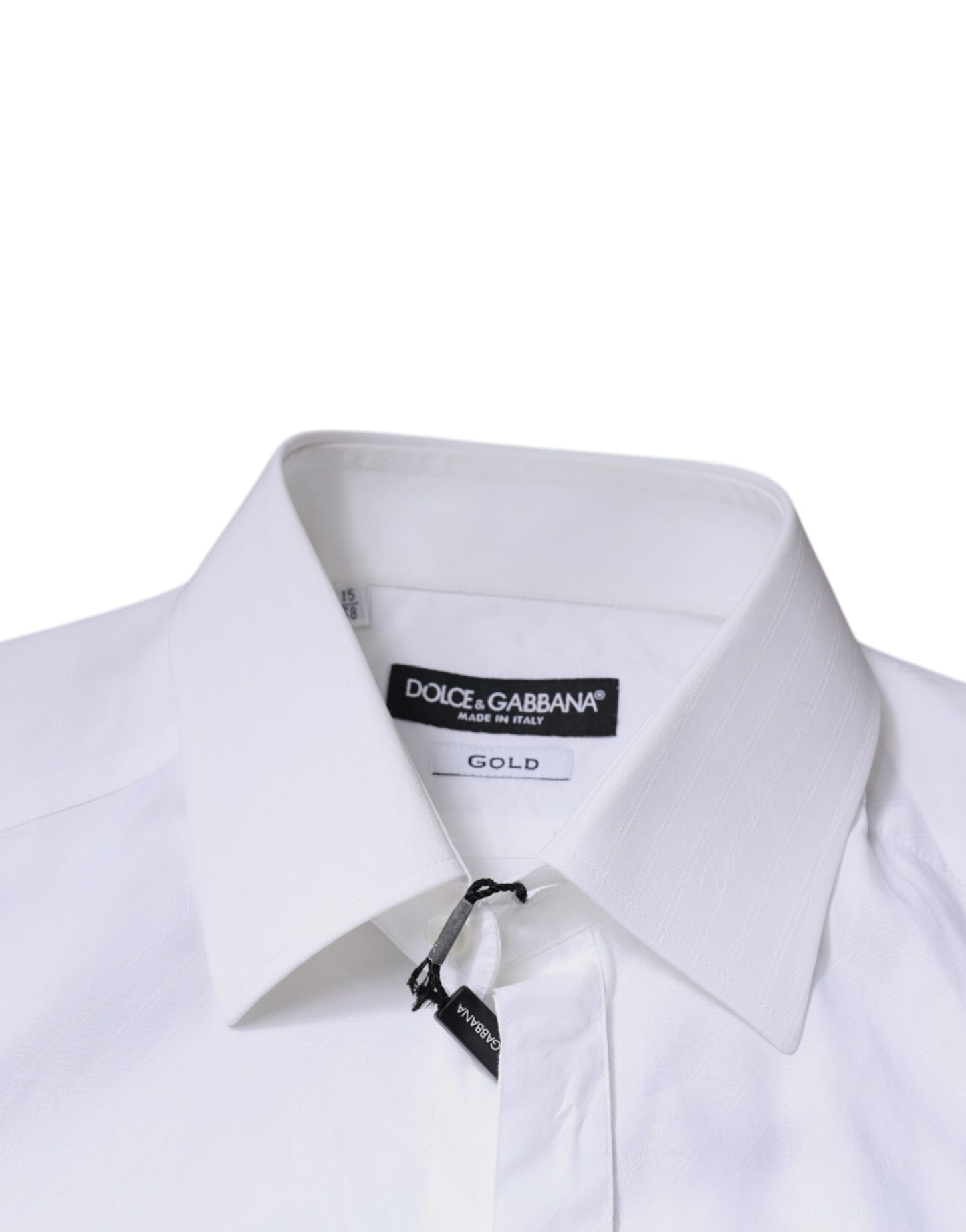 Dolce & Gabbana White Cotton Long Sleeve GOLD Dress Shirt by Dolce & Gabbana