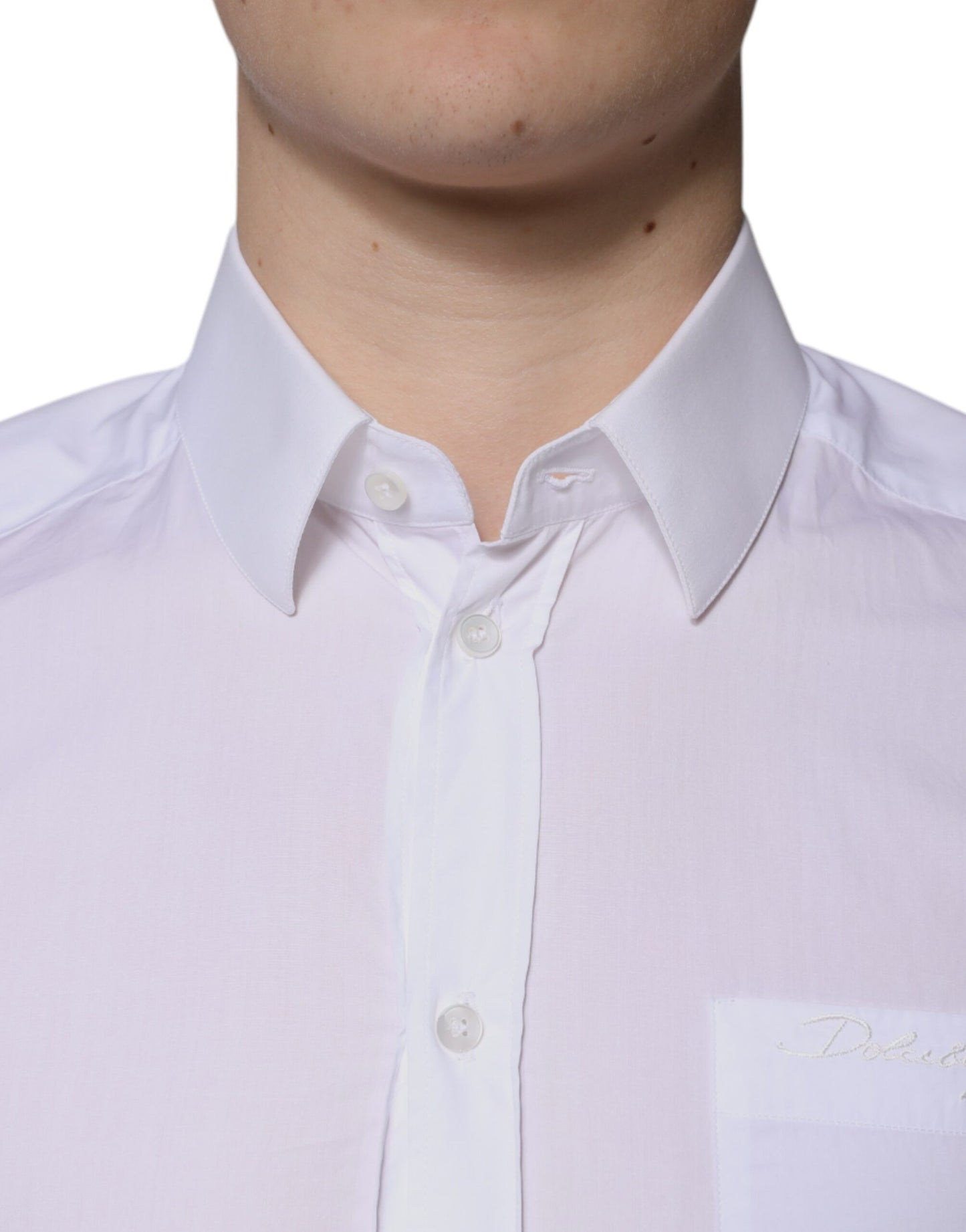 Dolce & Gabbana White Cotton Long Sleeve GOLD Dress Men Shirt by Dolce & Gabbana