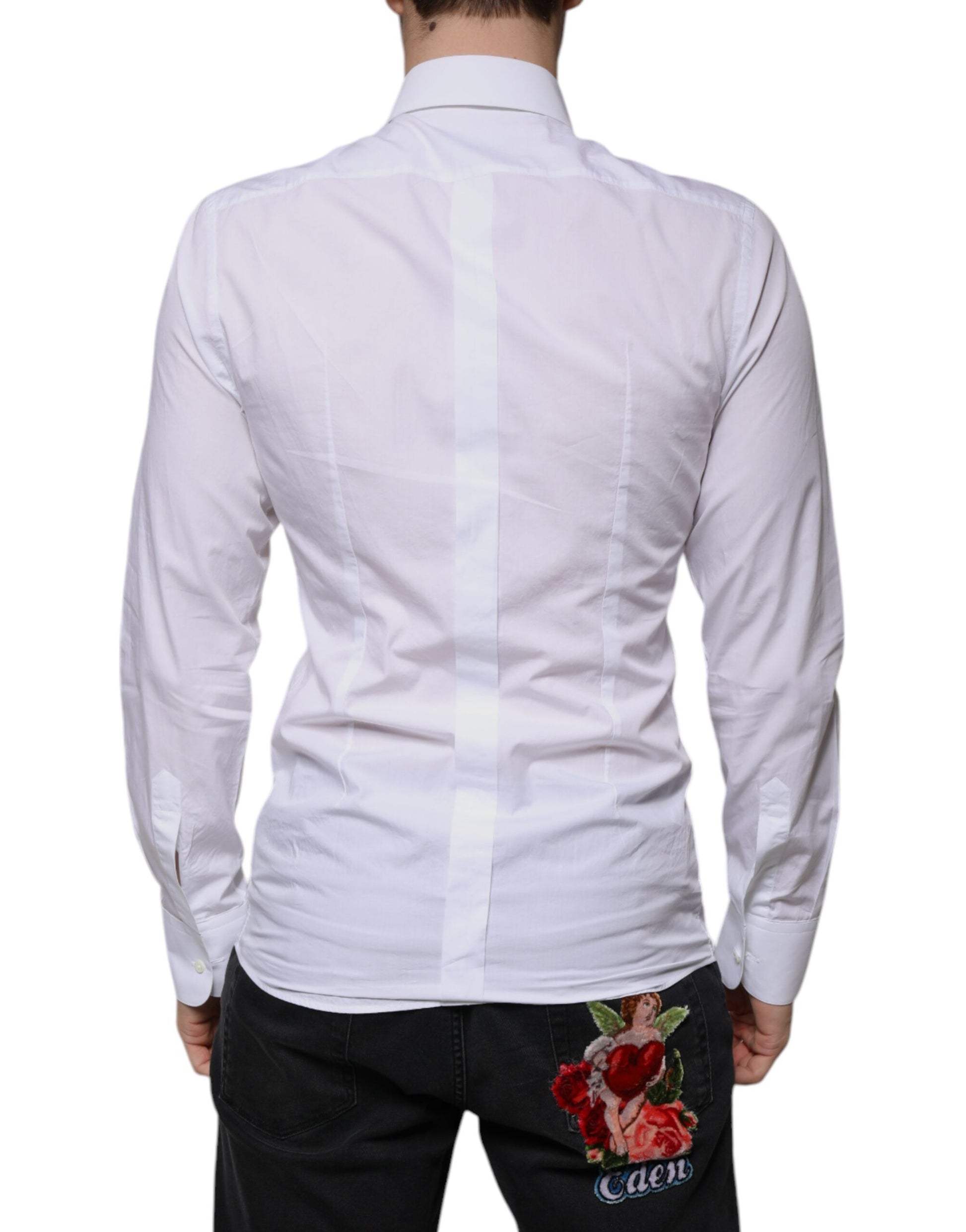 Dolce & Gabbana White Slim Fit Baroque GOLD Men Dress Shirt by Dolce & Gabbana
