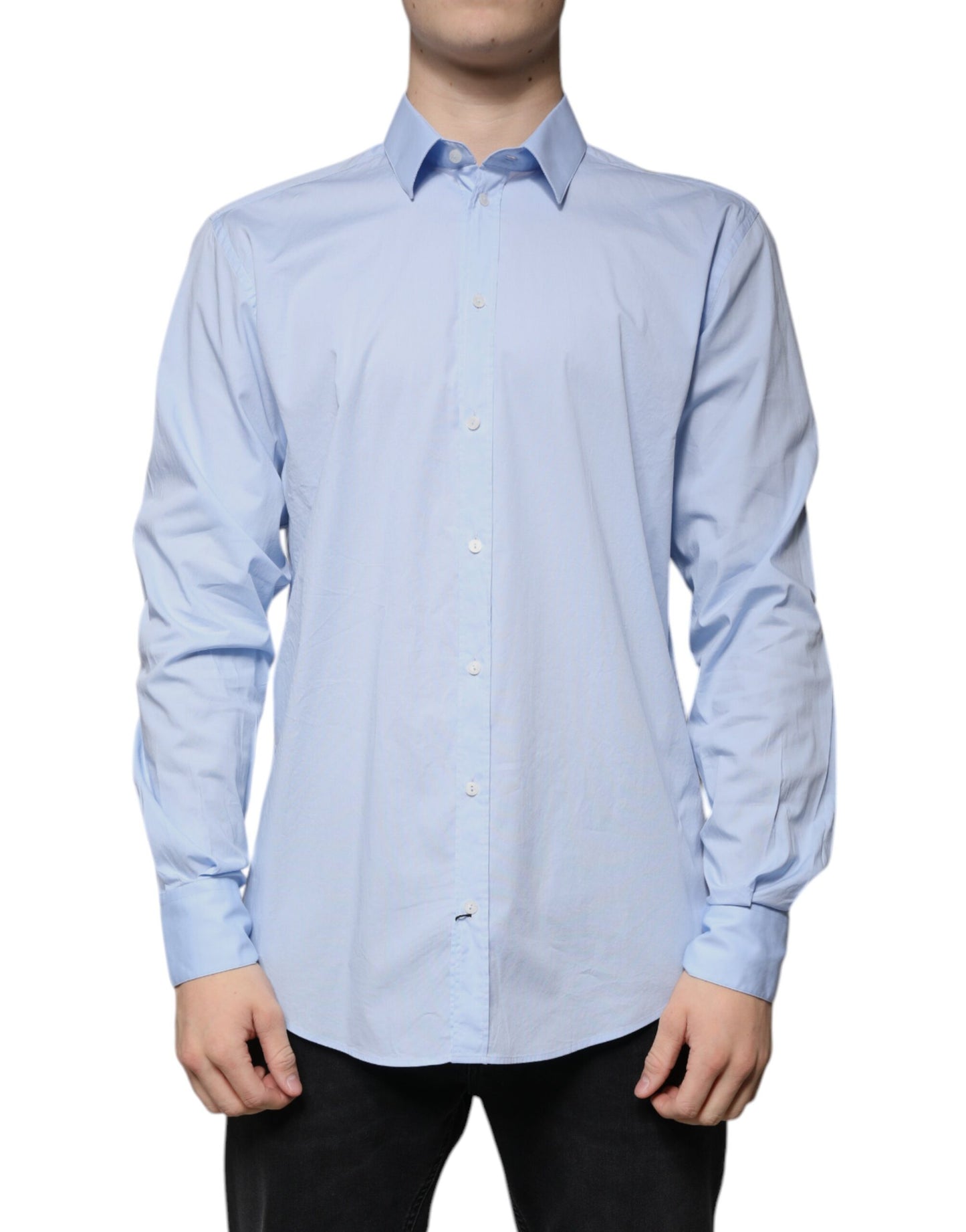 Dolce & Gabbana Light Blue Cotton Slim Fit MARTINI Dress Shirt by Dolce & Gabbana