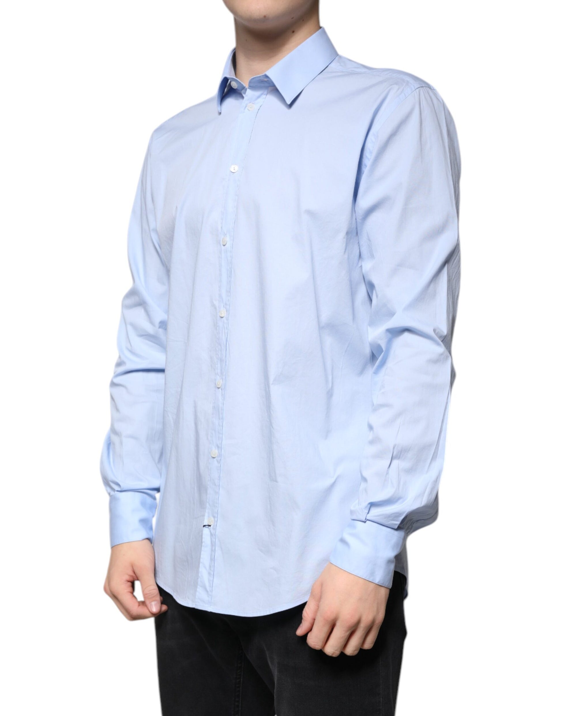 Dolce & Gabbana Light Blue Cotton Slim Fit MARTINI Dress Shirt by Dolce & Gabbana