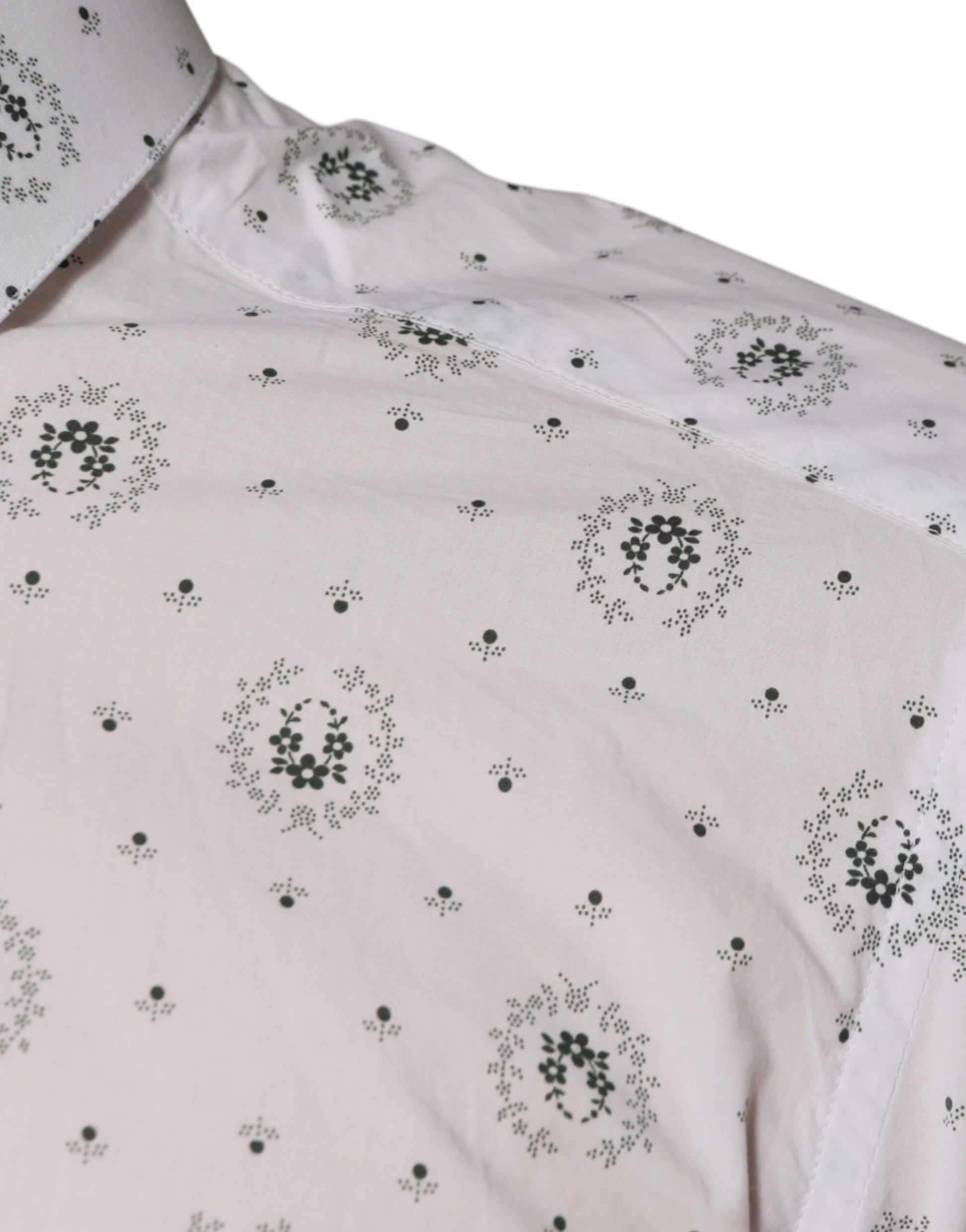 Dolce & Gabbana White Printed Cotton Slim Fit Men Dress Shirt by Dolce & Gabbana
