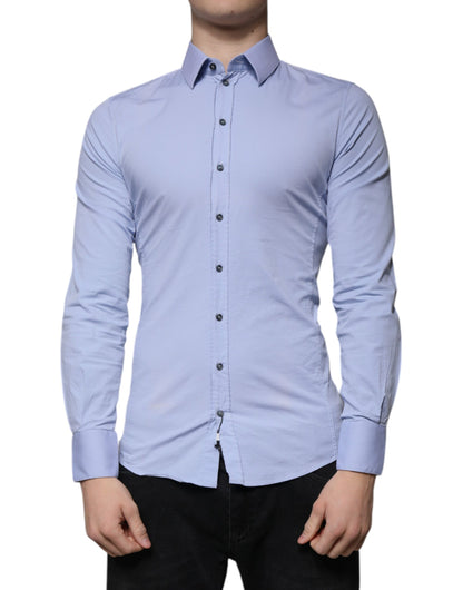 Dolce & Gabbana Light Blue Cotton Slim Fit SICILIA Dress Shirt by Dolce & Gabbana