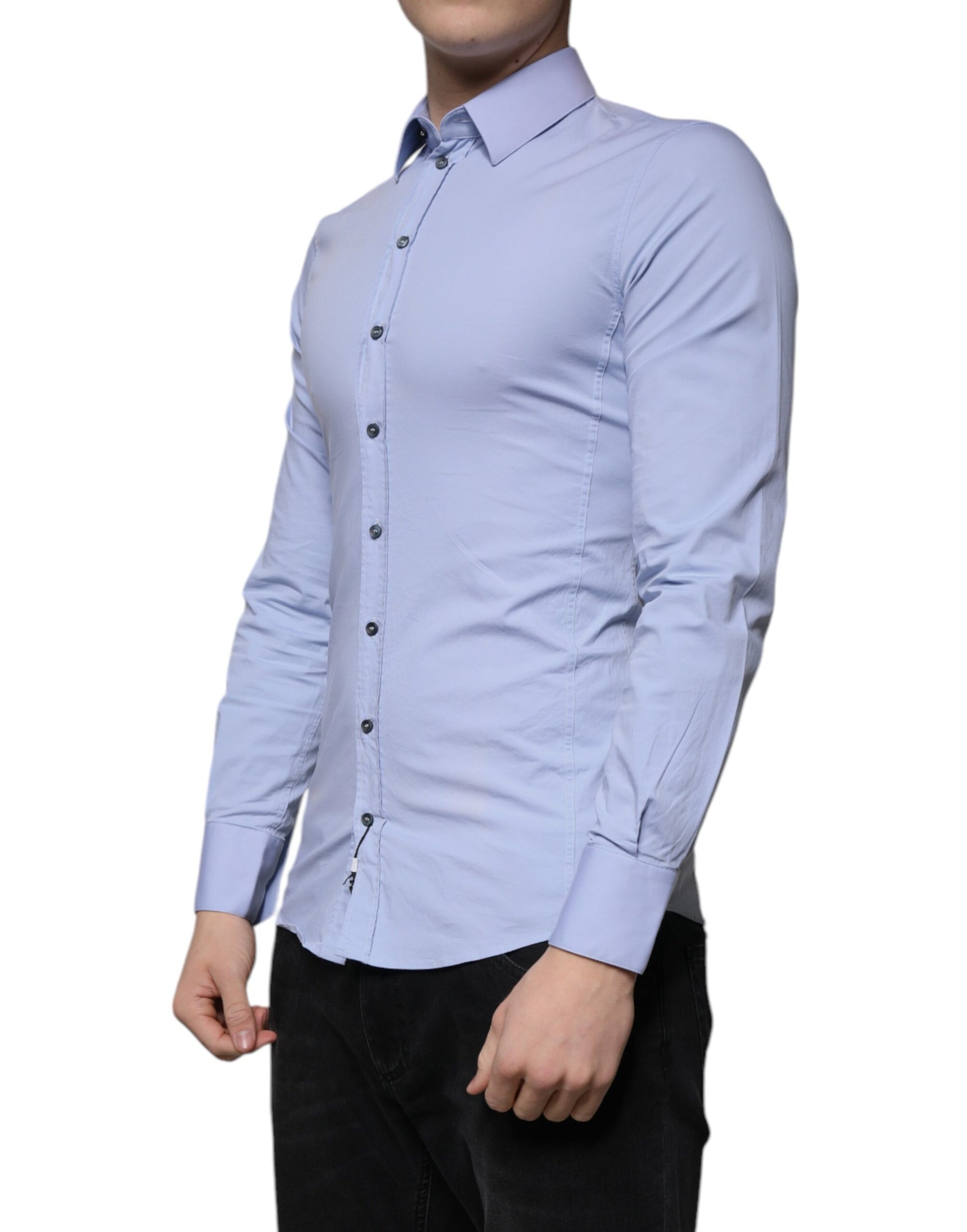 Dolce & Gabbana Light Blue Cotton Slim Fit SICILIA Dress Shirt by Dolce & Gabbana