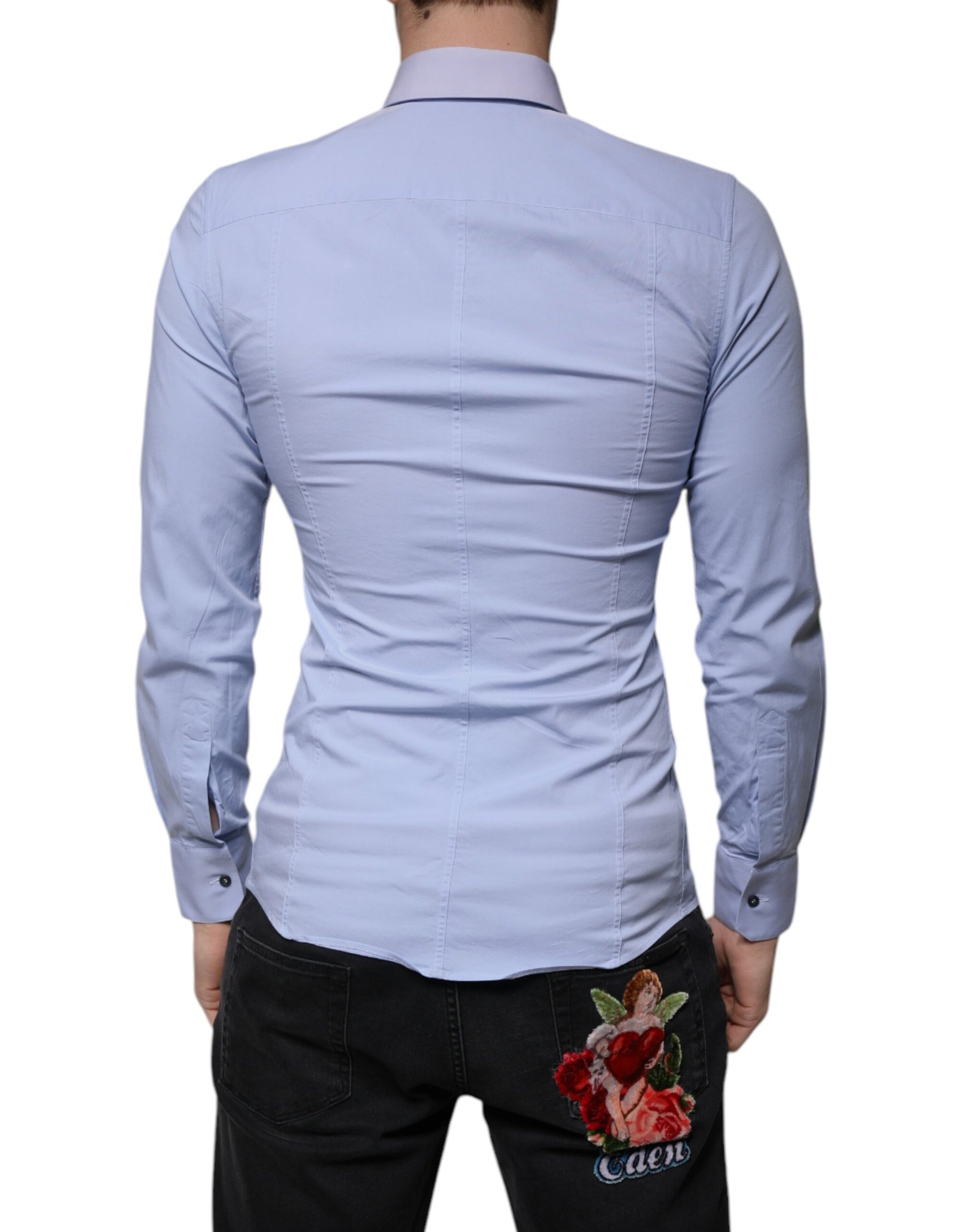 Dolce & Gabbana Light Blue Cotton Slim Fit SICILIA Dress Shirt by Dolce & Gabbana