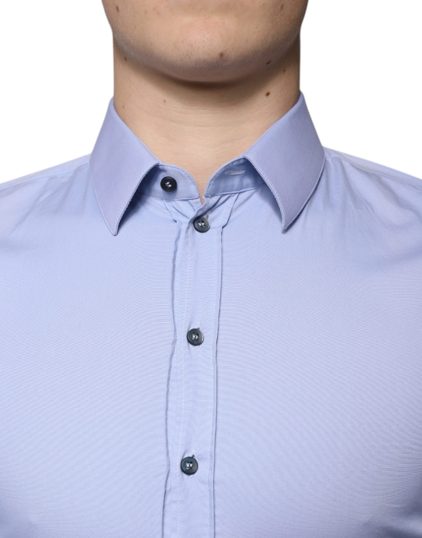 Dolce & Gabbana Light Blue Cotton Slim Fit SICILIA Dress Shirt by Dolce & Gabbana