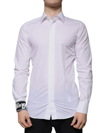 Dolce & Gabbana White Cotton Slim Fit GOLD Men Dress Shirt by Dolce & Gabbana