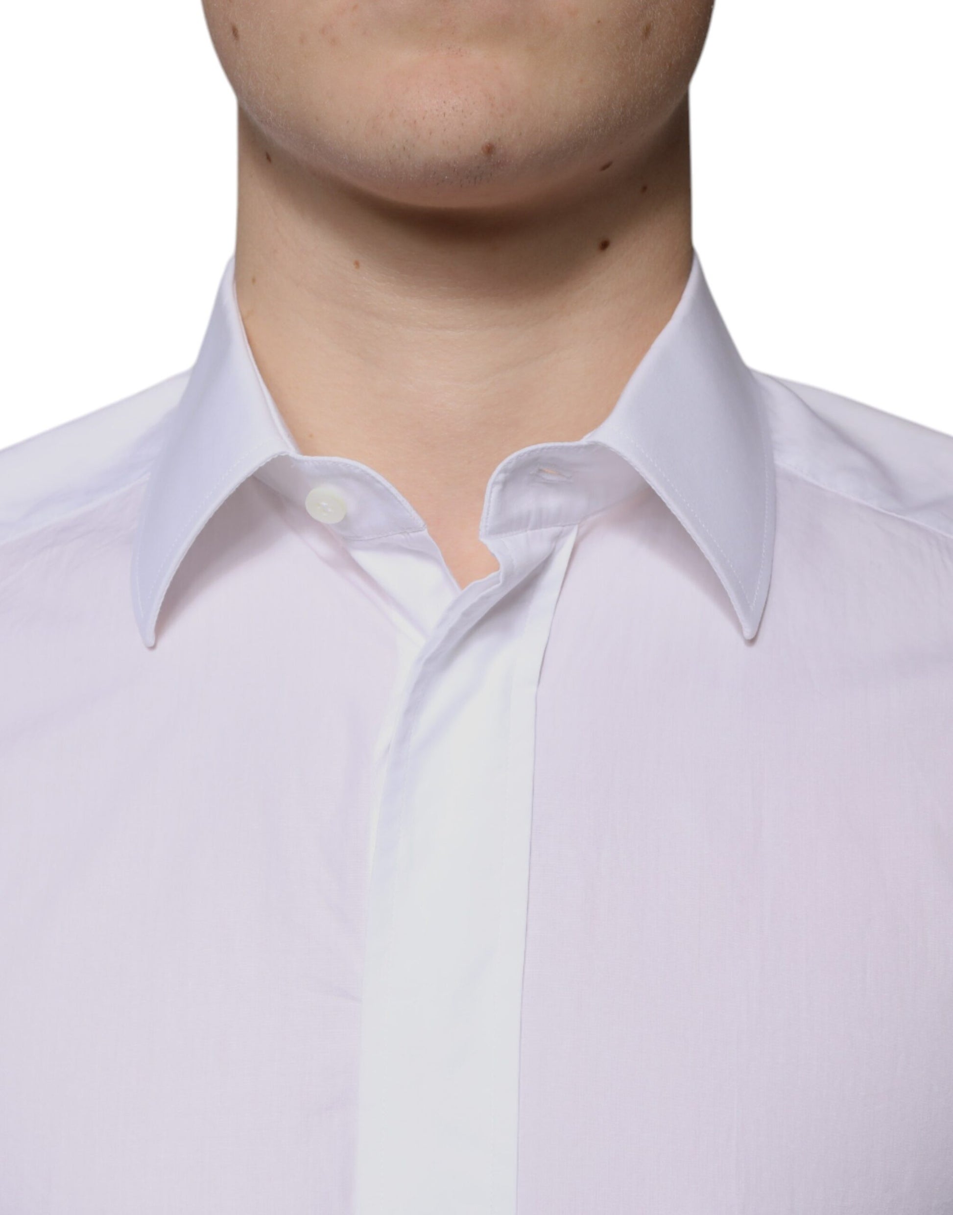 Dolce & Gabbana White Cotton Slim Fit GOLD Men Dress Shirt by Dolce & Gabbana