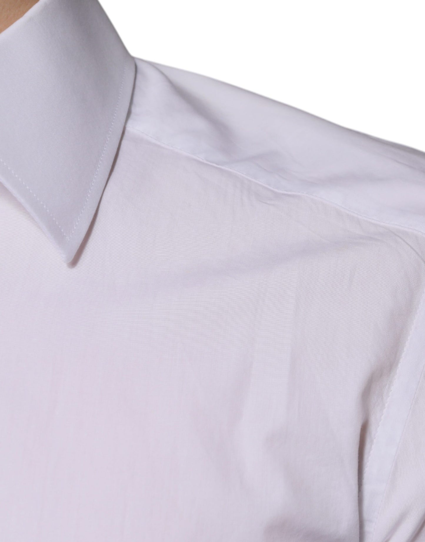 Dolce & Gabbana White Cotton Slim Fit GOLD Men Dress Shirt by Dolce & Gabbana