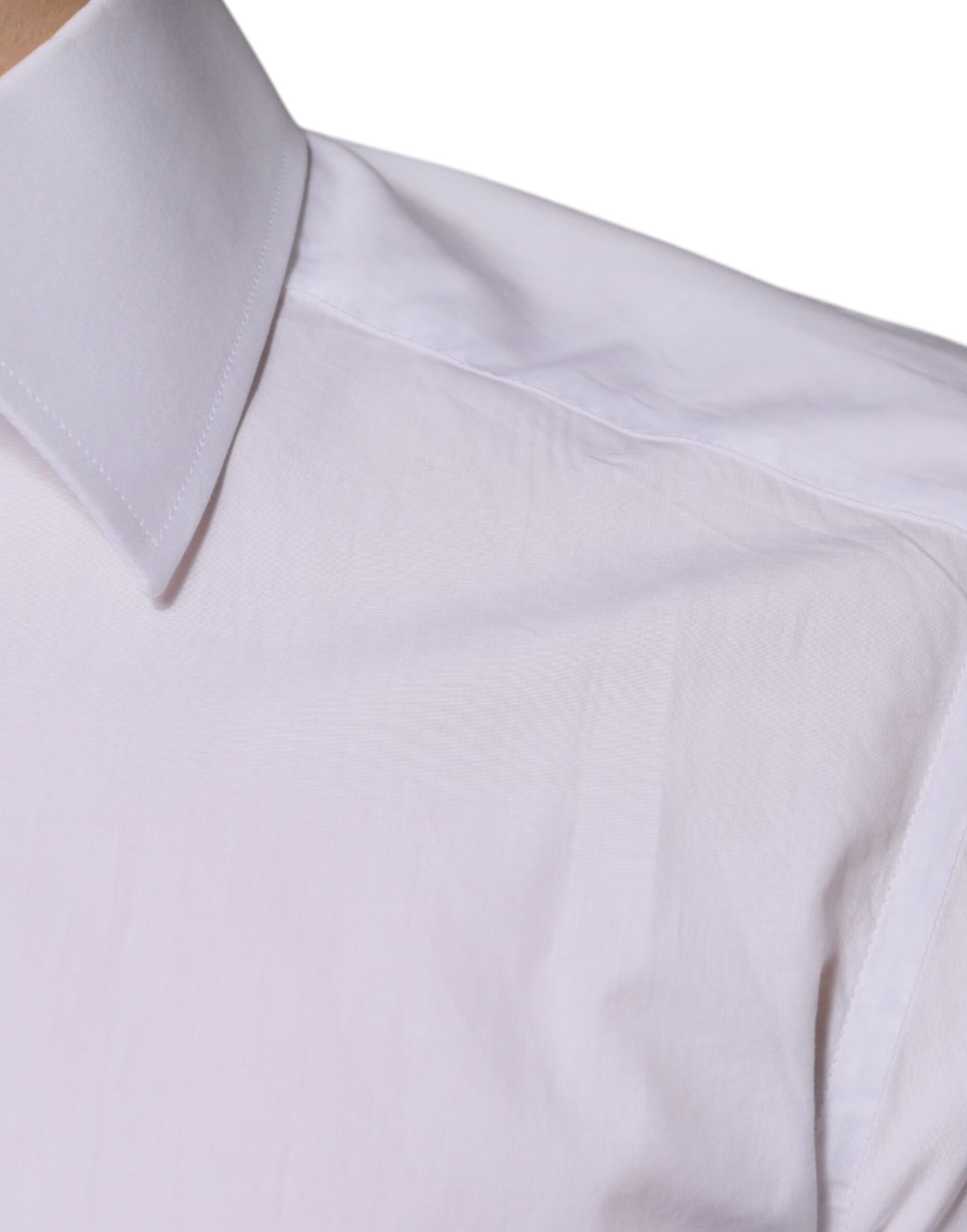 Dolce & Gabbana White Cotton Slim Fit GOLD Men Dress Shirt by Dolce & Gabbana