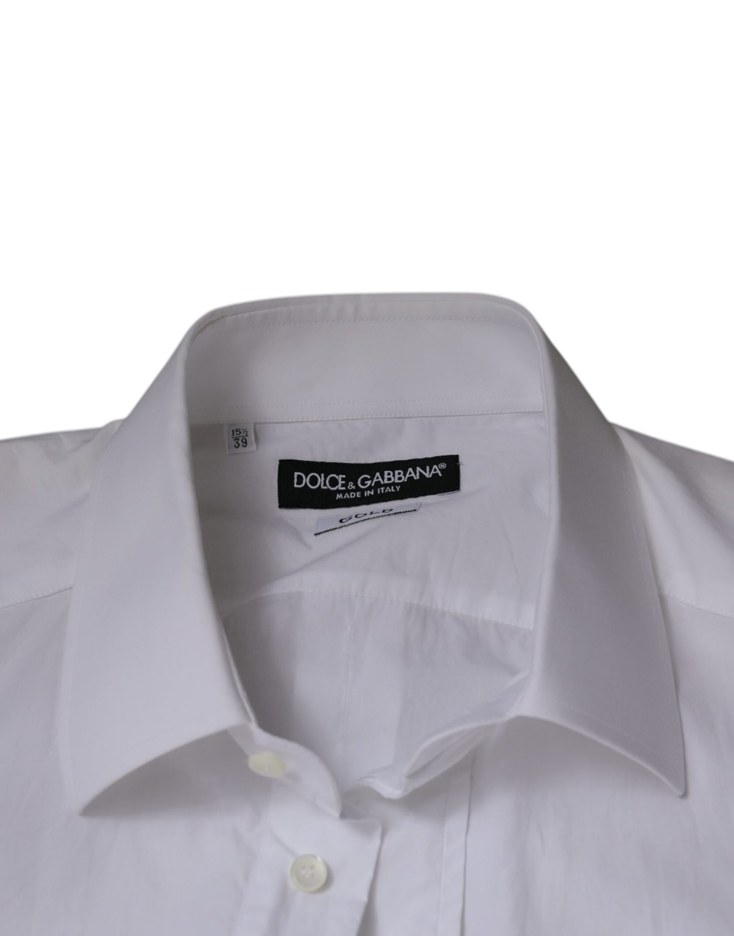 Dolce & Gabbana White Cotton Slim Fit GOLD Men Dress Shirt by Dolce & Gabbana