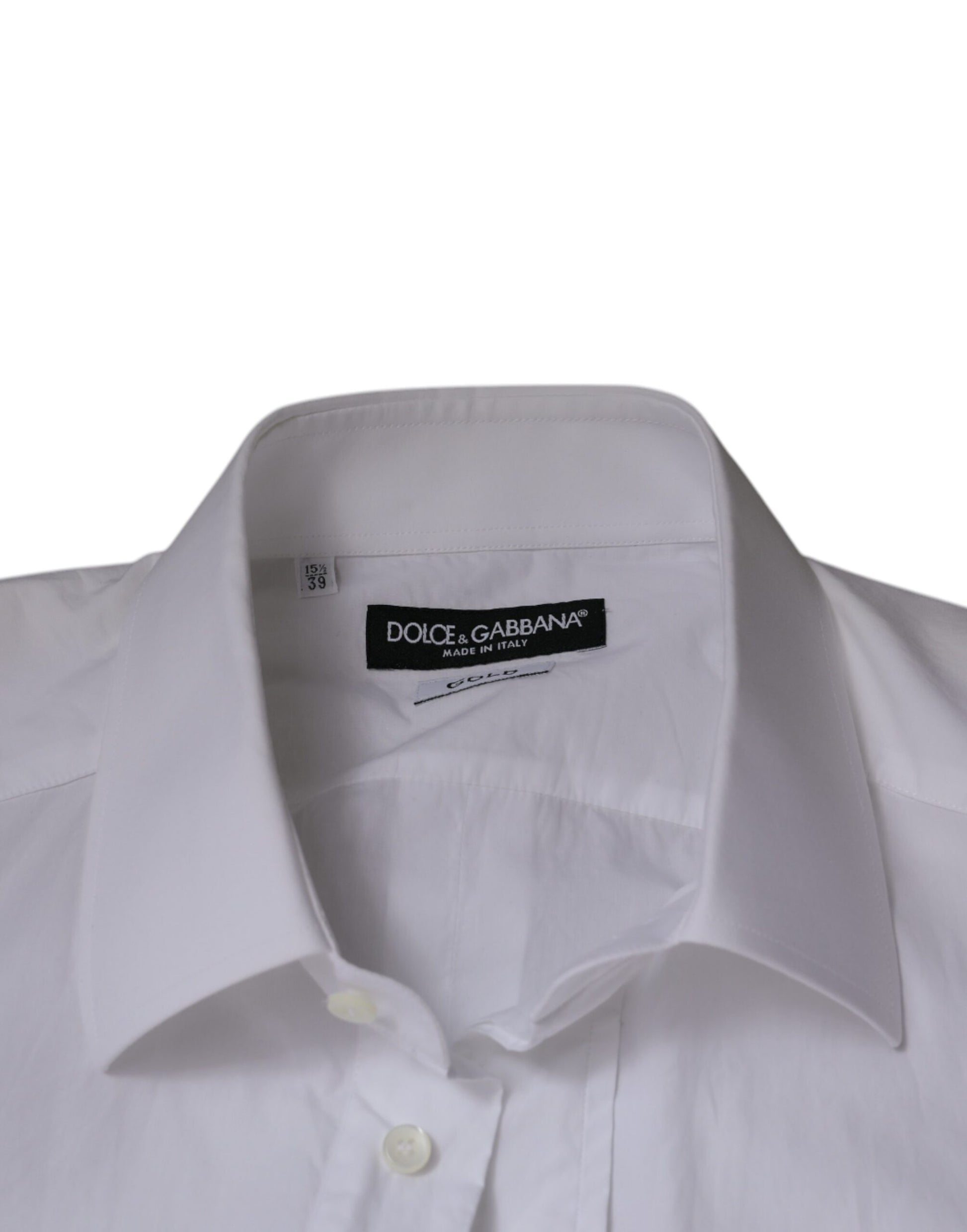 Dolce & Gabbana White Cotton Slim Fit GOLD Men Dress Shirt by Dolce & Gabbana