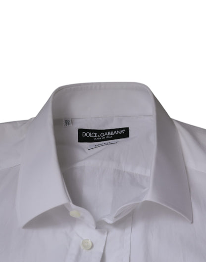 Dolce & Gabbana White Cotton Slim Fit GOLD Men Dress Shirt by Dolce & Gabbana