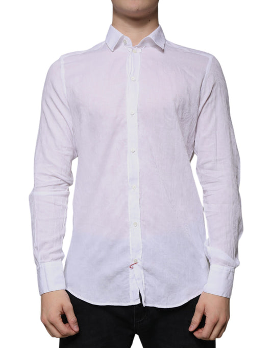 Dolce & Gabbana White Cotton Slim Fit Men Formal Dress Shirt by Dolce & Gabbana
