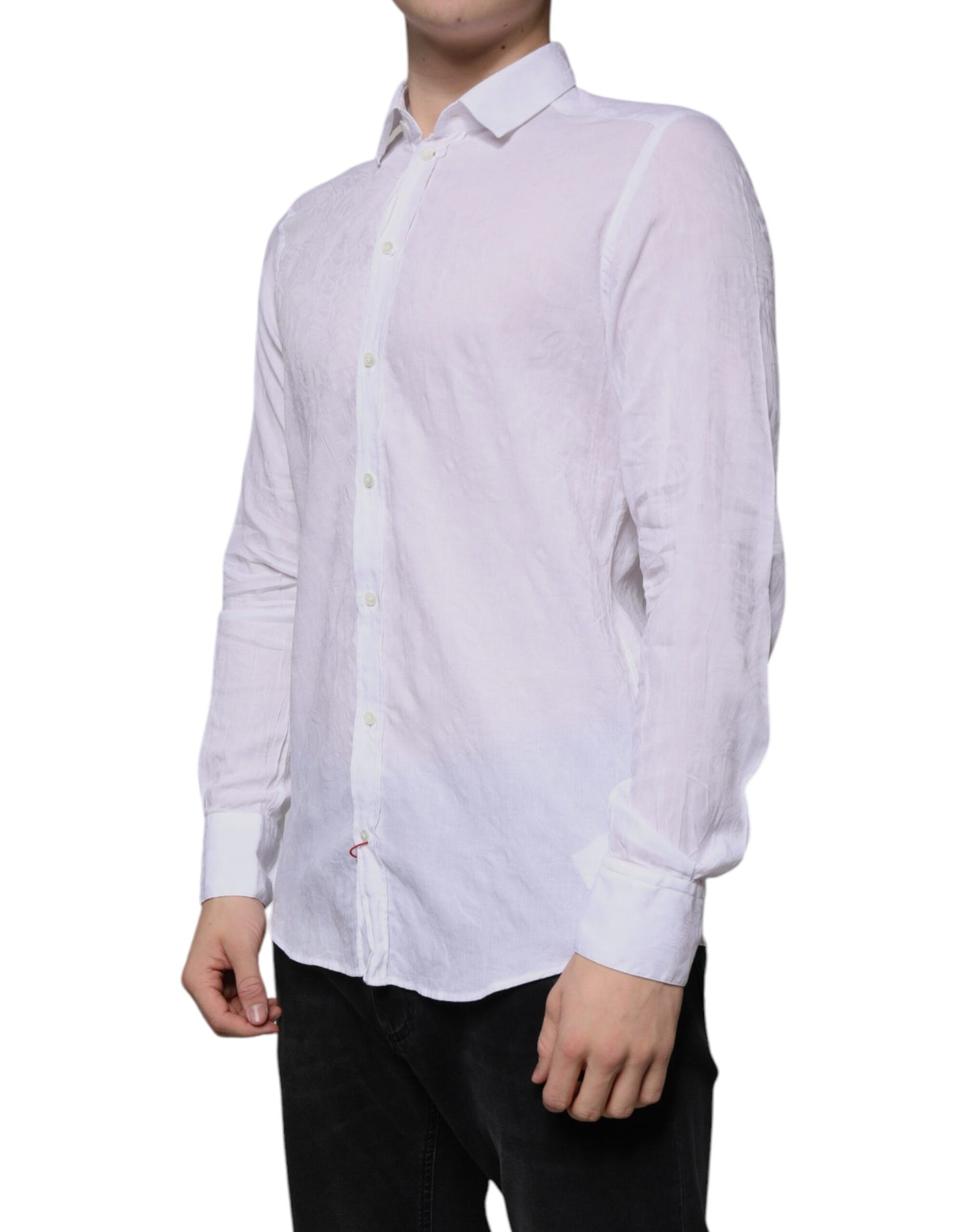 Dolce & Gabbana White Cotton Slim Fit Men Formal Dress Shirt by Dolce & Gabbana