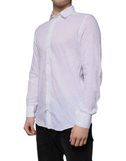 Dolce & Gabbana White Cotton Slim Fit Men Formal Dress Shirt by Dolce & Gabbana