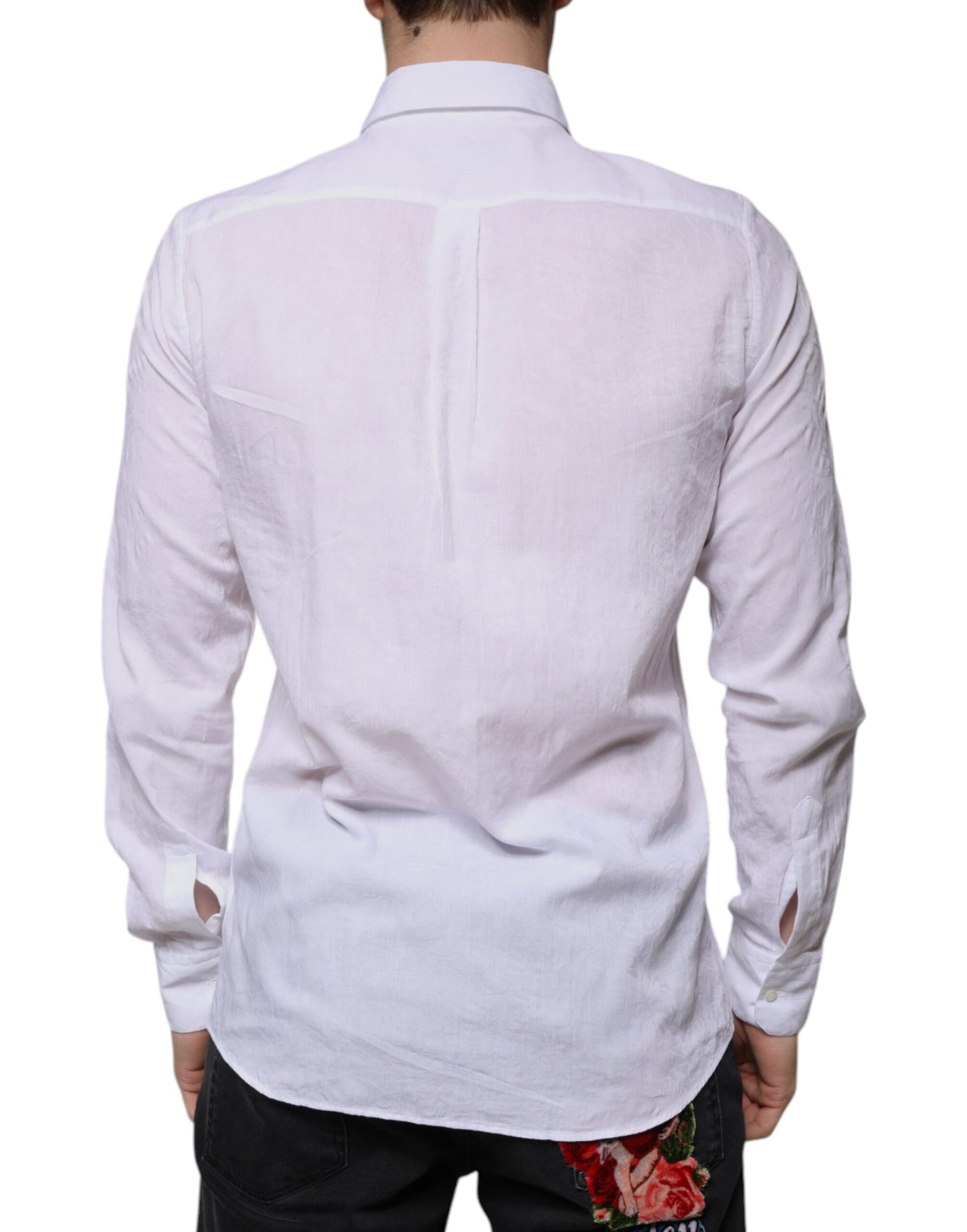 Dolce & Gabbana White Cotton Slim Fit Men Formal Dress Shirt by Dolce & Gabbana