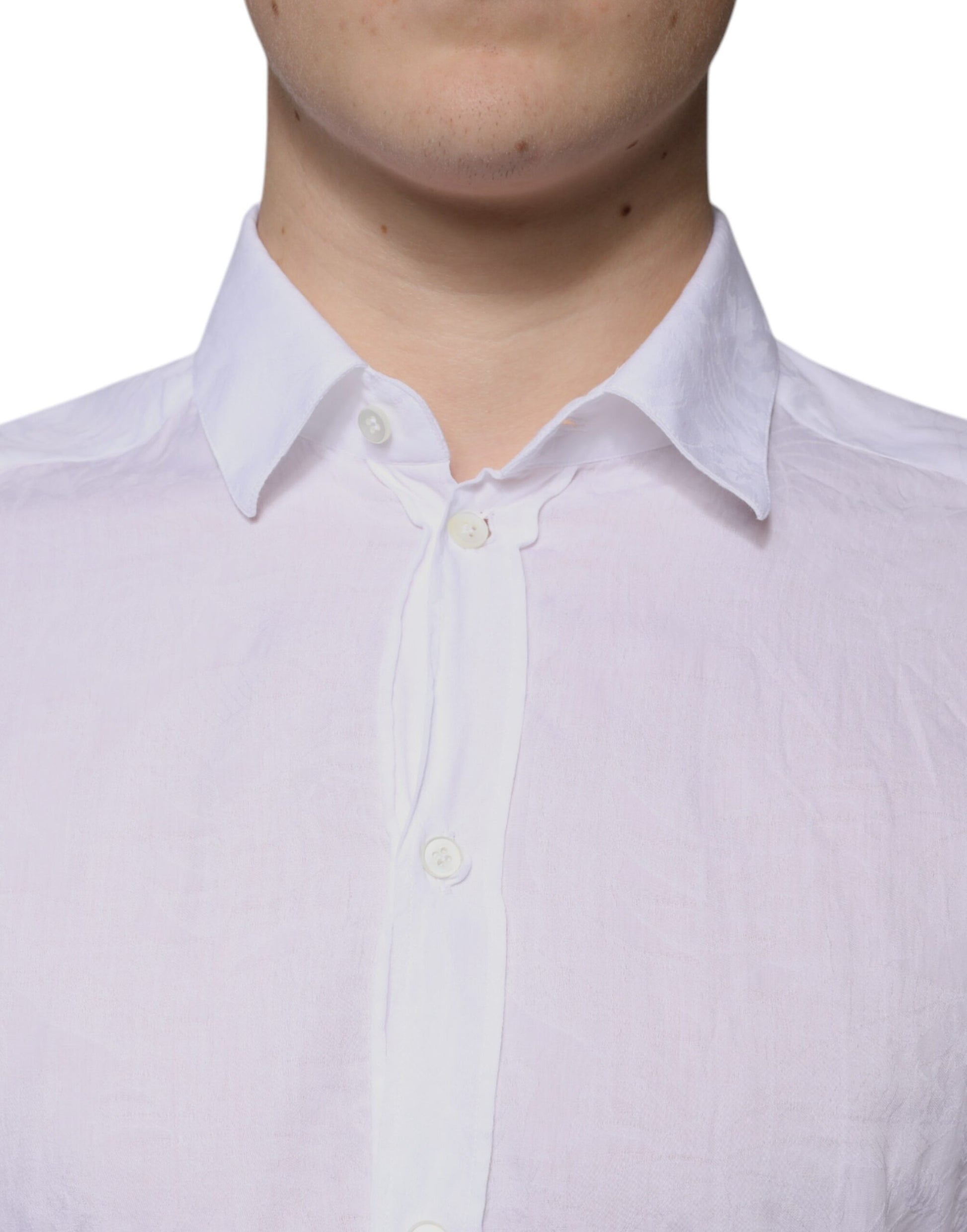 Dolce & Gabbana White Cotton Slim Fit Men Formal Dress Shirt by Dolce & Gabbana