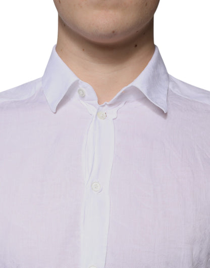 Dolce & Gabbana White Cotton Slim Fit Men Formal Dress Shirt by Dolce & Gabbana