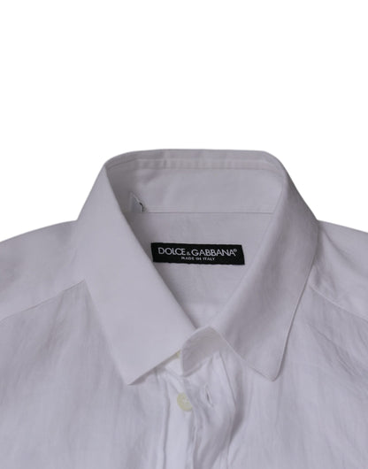 Dolce & Gabbana White Cotton Slim Fit Men Formal Dress Shirt by Dolce & Gabbana