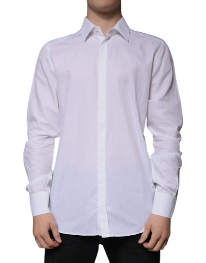 Dolce & Gabbana White Cotton Slim Fit Formal GOLD Dress Shirt by Dolce & Gabbana