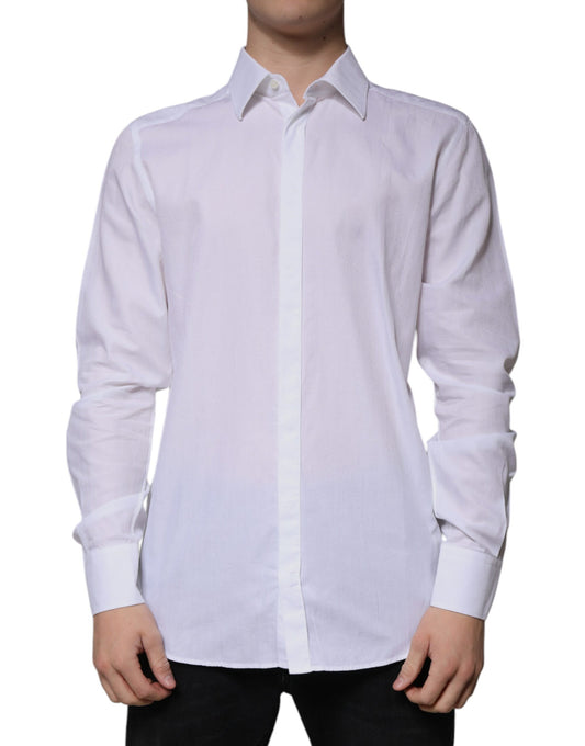 Dolce & Gabbana White Cotton Slim Fit Formal GOLD Dress Shirt by Dolce & Gabbana