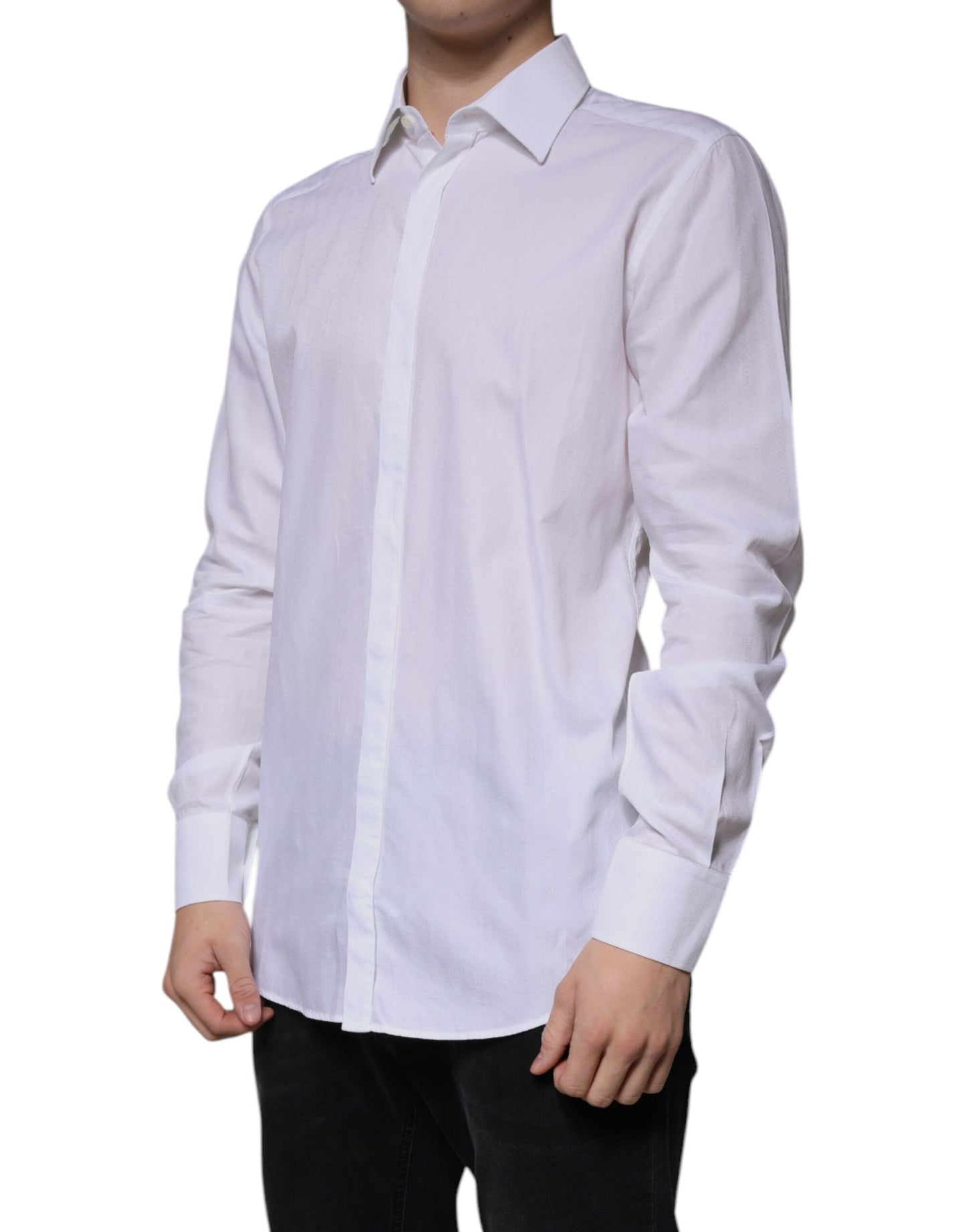 Dolce & Gabbana White Cotton Slim Fit Formal GOLD Dress Shirt by Dolce & Gabbana