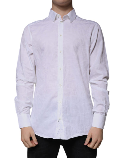 Dolce & Gabbana White Cotton Slim Fit Men MARTINI Dress Shirt by Dolce & Gabbana