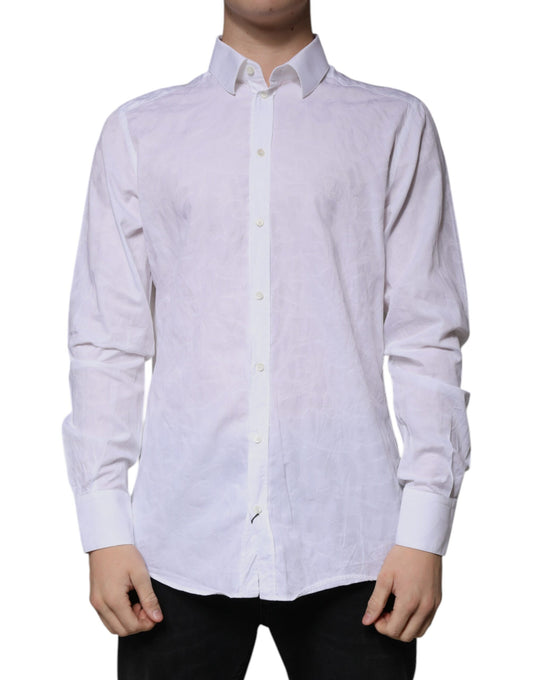 Dolce & Gabbana White Cotton Slim Fit Men MARTINI Dress Shirt by Dolce & Gabbana