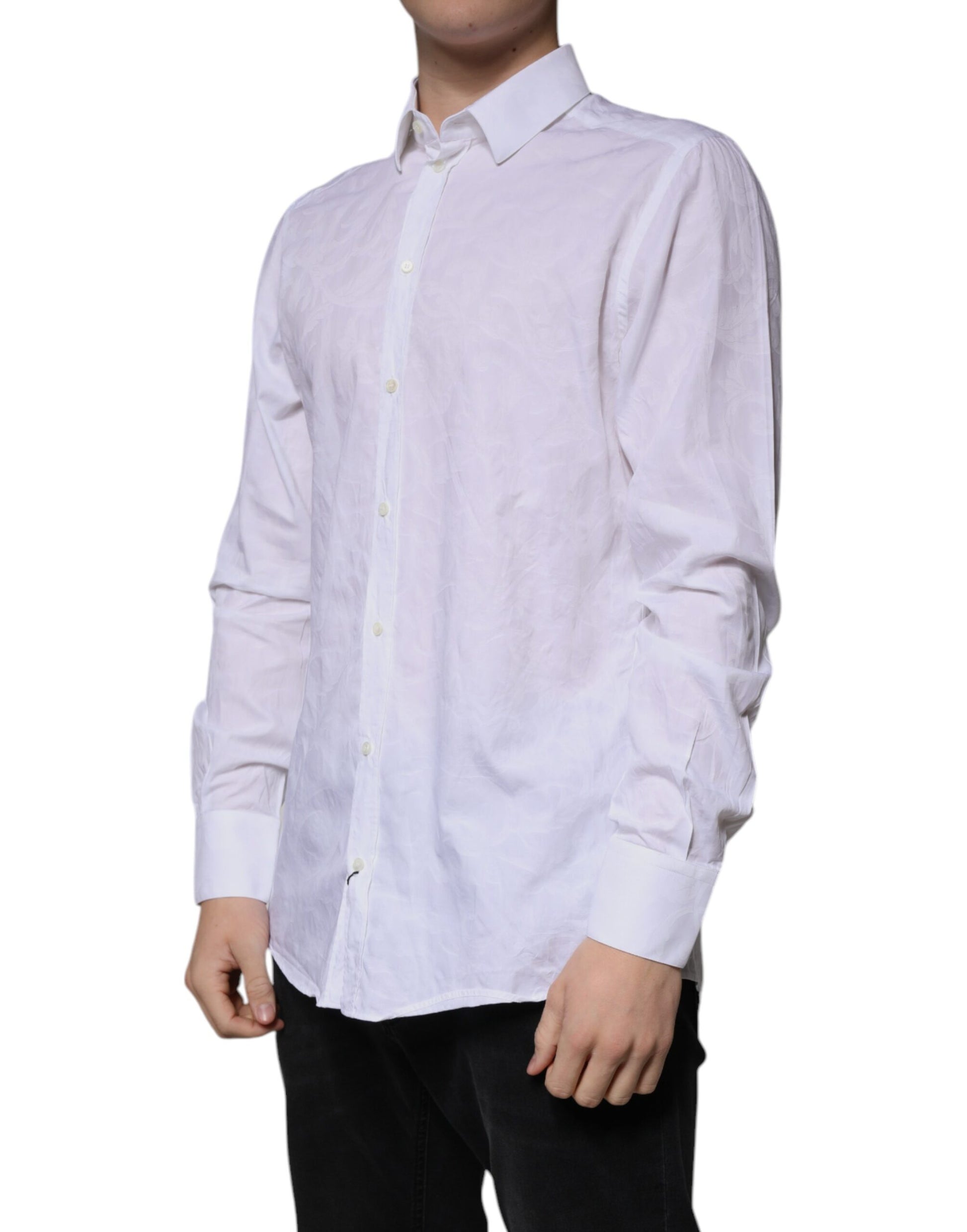 Dolce & Gabbana White Cotton Slim Fit Men MARTINI Dress Shirt by Dolce & Gabbana