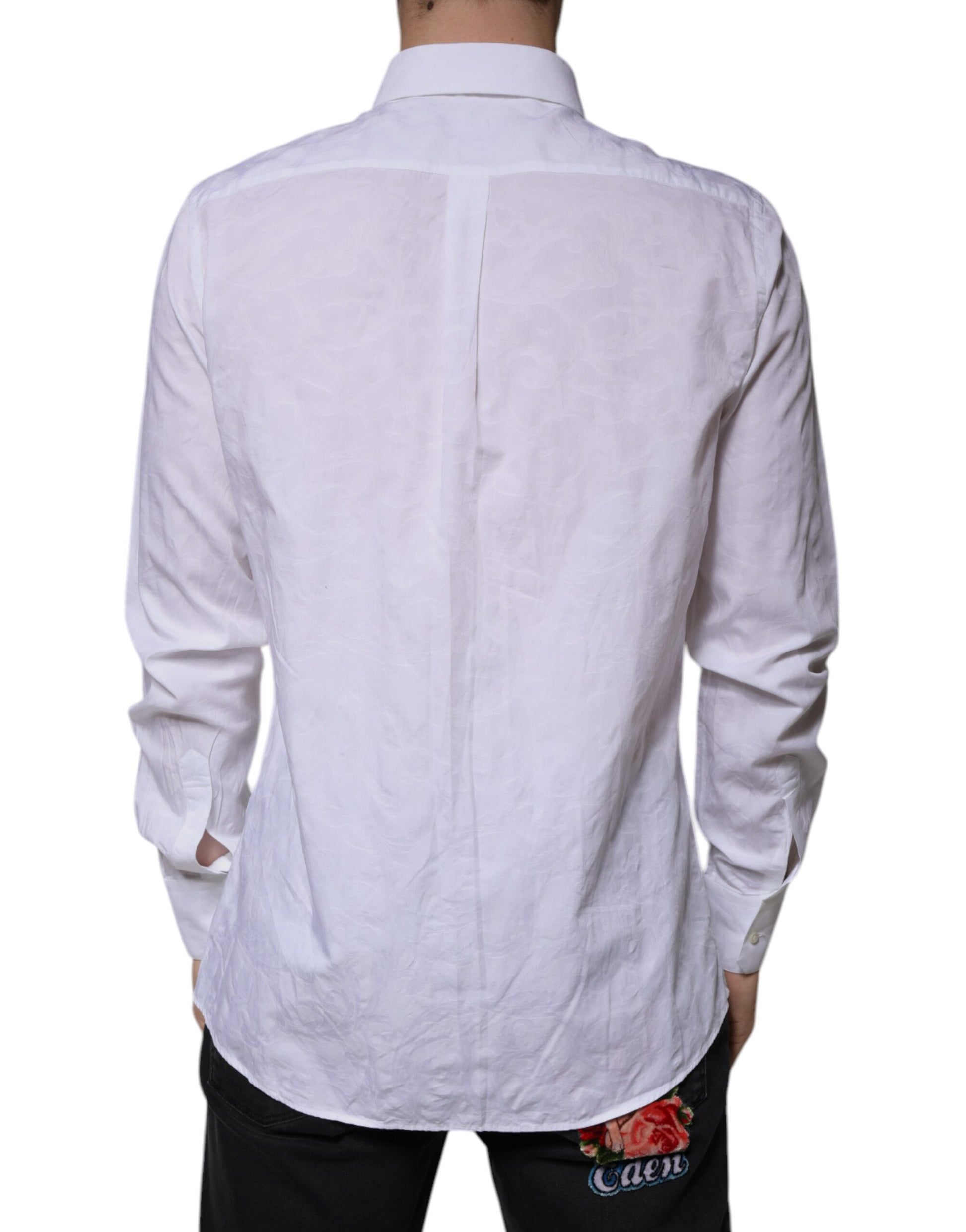 Dolce & Gabbana White Cotton Slim Fit Men MARTINI Dress Shirt by Dolce & Gabbana