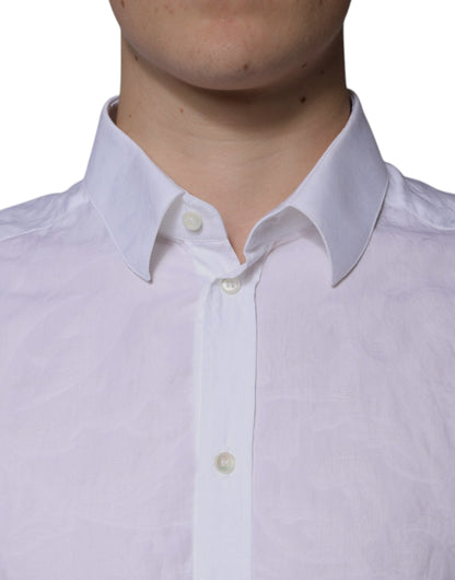 Dolce & Gabbana White Cotton Slim Fit Men MARTINI Dress Shirt by Dolce & Gabbana
