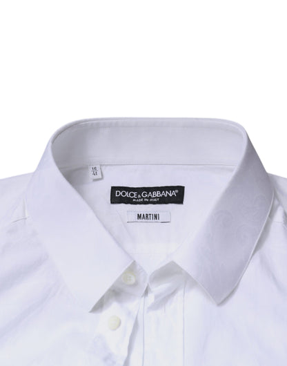 Dolce & Gabbana White Cotton Slim Fit Men MARTINI Dress Shirt by Dolce & Gabbana