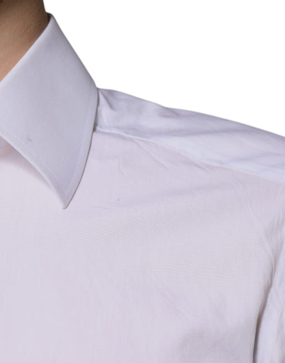 Dolce & Gabbana White Cotton Slim Fit Men GOLD Dress Shirt by Dolce & Gabbana