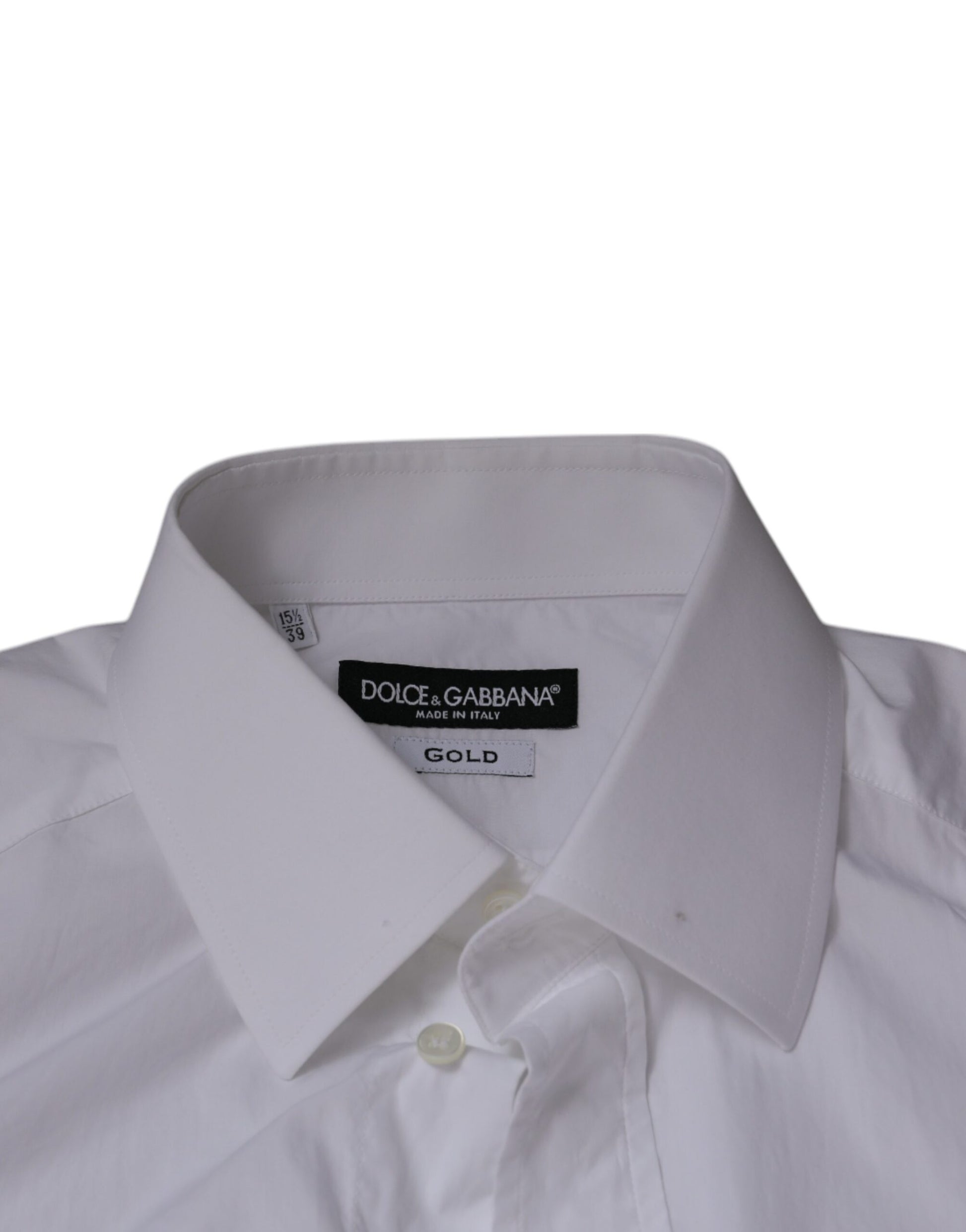 Dolce & Gabbana White Cotton Slim Fit Men GOLD Dress Shirt by Dolce & Gabbana