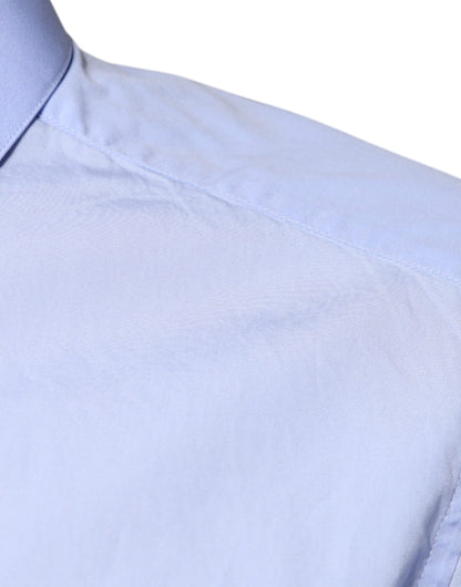 Dolce & Gabbana Light Blue Cotton Slim Fit GOLD Men Dress Shirt by Dolce & Gabbana